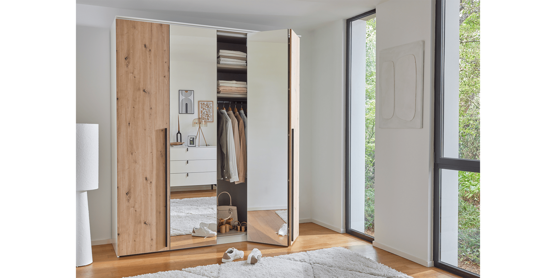 Armoire portes pliantes avec miroir OPALE slider image n°1