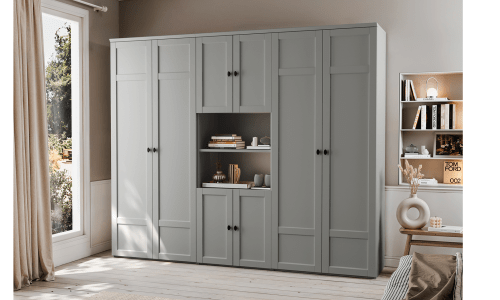 Armoire dressing 4 portes battantes 2 niches BEAUMONT
