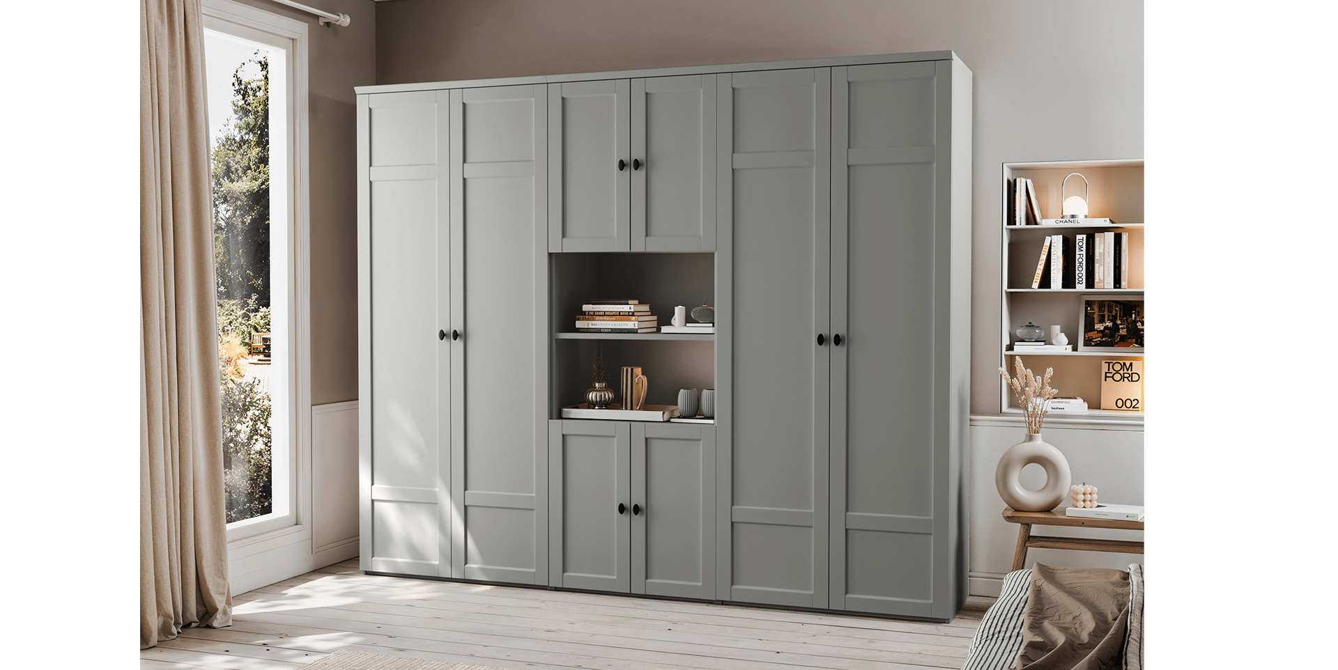 Armoire dressing 4 portes battantes 2 niches BEAUMONT slider image n°2